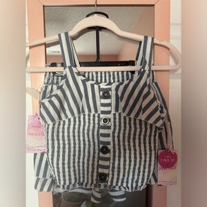 Girls Striped Sleeveless Top/Shorts Set Size 10